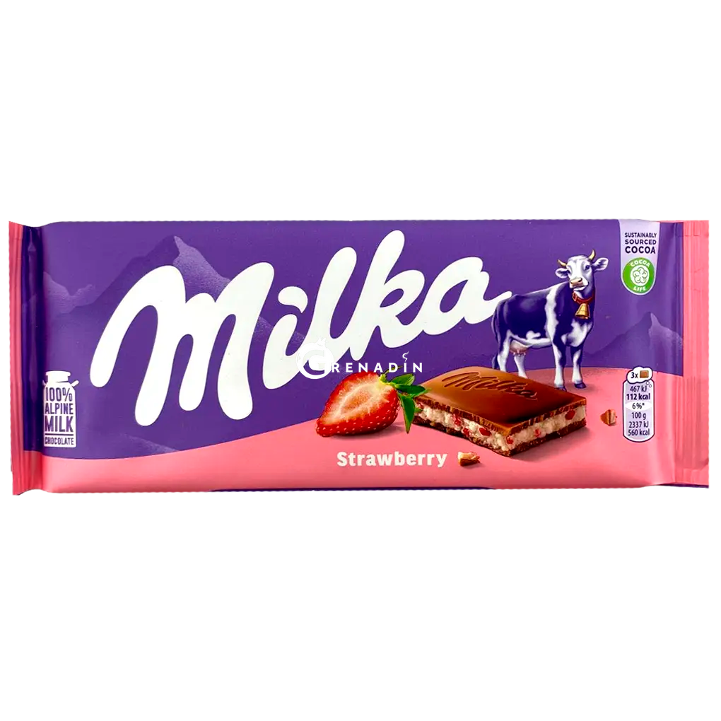 Молочный шоколад с клубничным джемом Milka Strawberry 100г