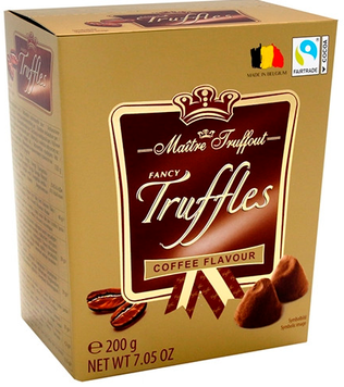 Шоколадные конфеты трюфели со вкусом кофе Maitre Troffout Fancy Gold truffles coffee 200г GR2025-181 фото
